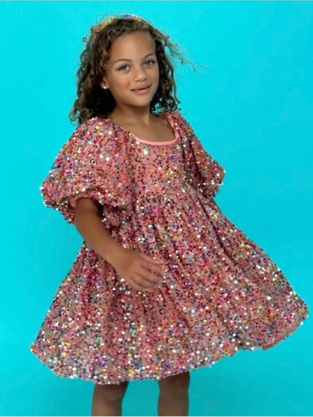 Lola + the Boys Strawberry Birthday Cake Sequin Dress Sz 6